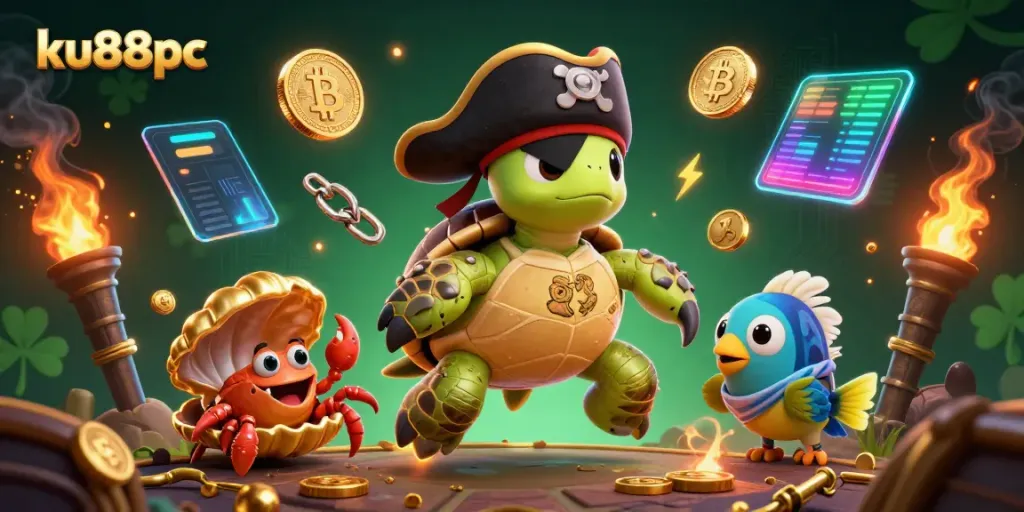Engage with ku88pc's thrilling gaming experience, featuring vibrant characters amidst a treasure hunt.
