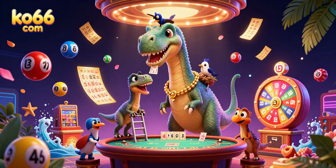 Engage in thrilling gaming action at ko66 com with colorful lottery balls and exciting casino atmosphere.