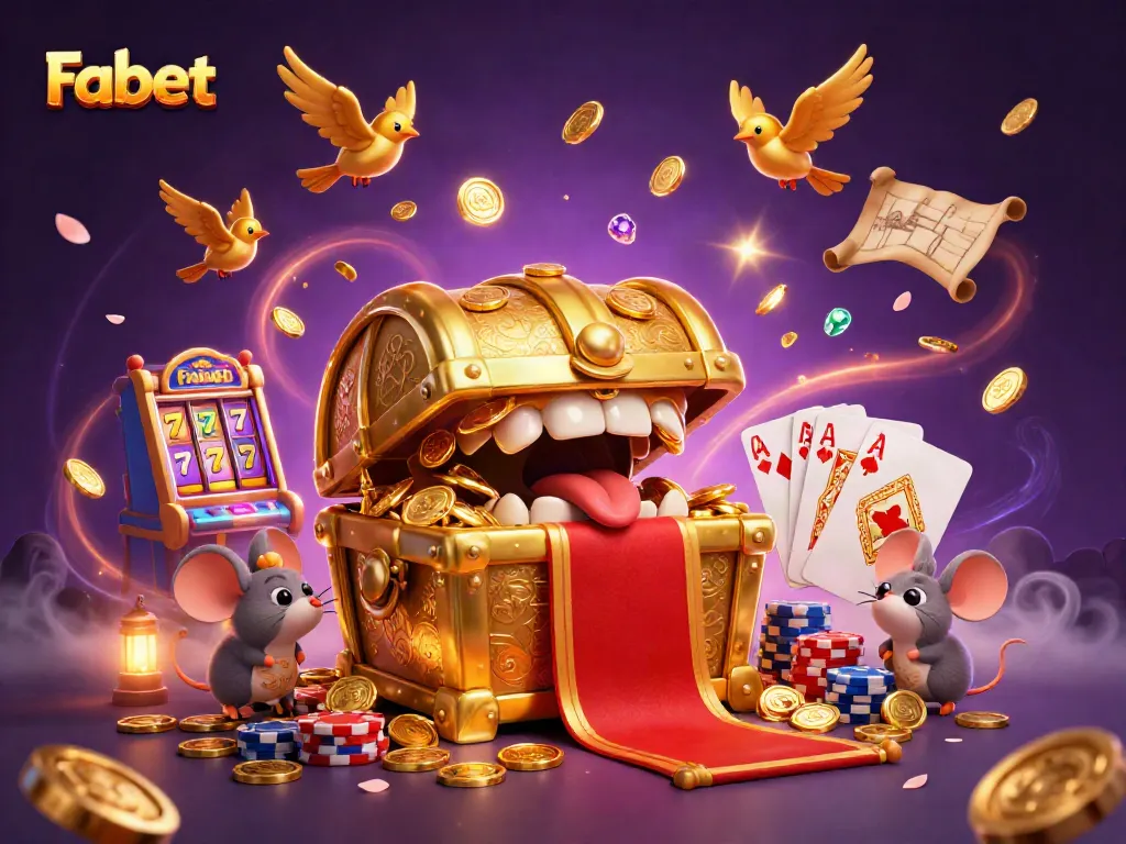 Experience Fabet's thrilling slot adventures with a treasure chest, dazzling games, and exciting wins.