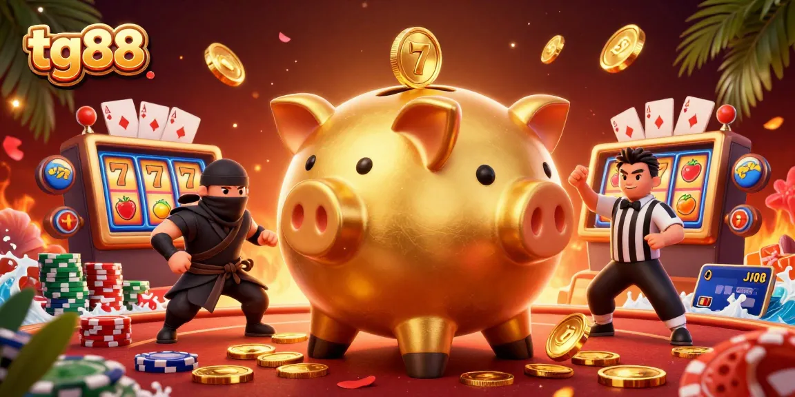 Experience thrilling gameplay at tg88 with lively action featuring a golden piggy bank and dynamic casino elements.