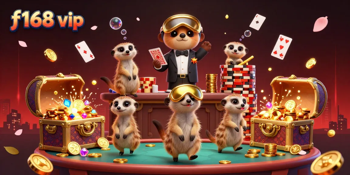 Experience the thrills of f168 vip with delightful meerkats amidst a vibrant casino adventure.