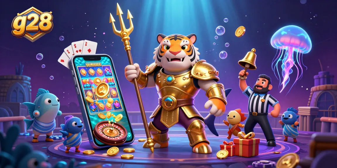 Experience g28 thrilling underwater casino battles with dynamic 3D shark gladiator and lively game elements.