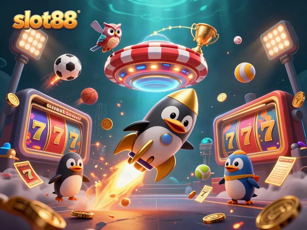 Experience thrilling gameplay with slot88 at a dynamic casino space station.
