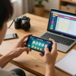 Engaged player strategizing during a game tài xỉu on smartphone, showcasing online gambling experience