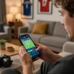 Engaging in live sports betting on 888b mobile app showcases enthusiastic interaction with real-time match updates