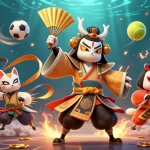Engage with the action at Nhà Cái ALO8, featuring vibrant gaming characters amidst dynamic sports elements.