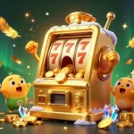 Debet slot machine hitting jackpot surrounded by cheerful baby slots and golden kernels in a vibrant atmosphere.