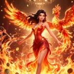 Engage in thrilling games with luck8's vibrant casino illustration featuring dynamic characters and elements.