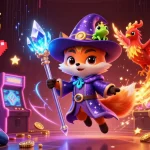 Experience the excitement of hm88 slots with a captivating 3D wizard fox and golden sparks.