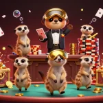 Experience the thrills of f168 vip with delightful meerkats amidst a vibrant casino adventure.