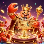 Check out tr88 bet's thrilling world featuring a golden crab emperor amidst casino treasures.