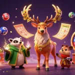nk88 players enjoy vibrant games with lottery balls, prize wheels, and mystical elements.
