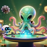 Experience thrilling gameplay at j188 with a cosmic poker table and animated casino elements.