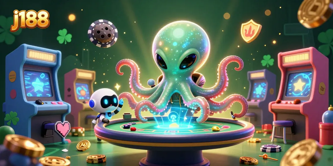 Experience thrilling gameplay at j188 with a cosmic poker table and animated casino elements.