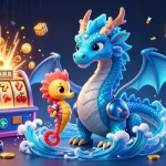 No deposit bonus casino jokaroom scene featuring a vibrant 3D dragon, seahorse knight, and slot machine explosion.