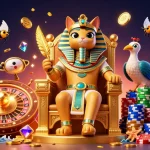 Engage in real money aussie online casinos with a vibrant illustration of casino elements.