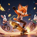 Engage with M88 link while winning big in a 3D gambling adventure featuring a skateboard fox and BMX rabbit.