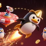 Experience lucky88 excitement with a golden penguin and casino space station in vivid 3D.